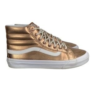 Vans SK8 HI Slim Metallic Gold Athletic Skate Sneakers Womens 9